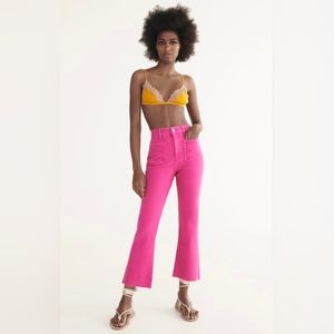 Zara pink cropped sailor mini flare jeans size 6